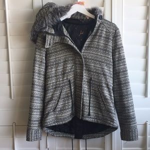 Urban Outfitters Woven Jacket - Faux Fur Hood Trim